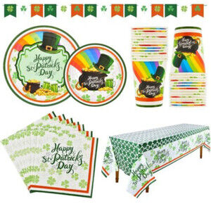 Gatherfun St Patrick’s Day Party Supplies SERVE 25 Green Shamrocks Disposable